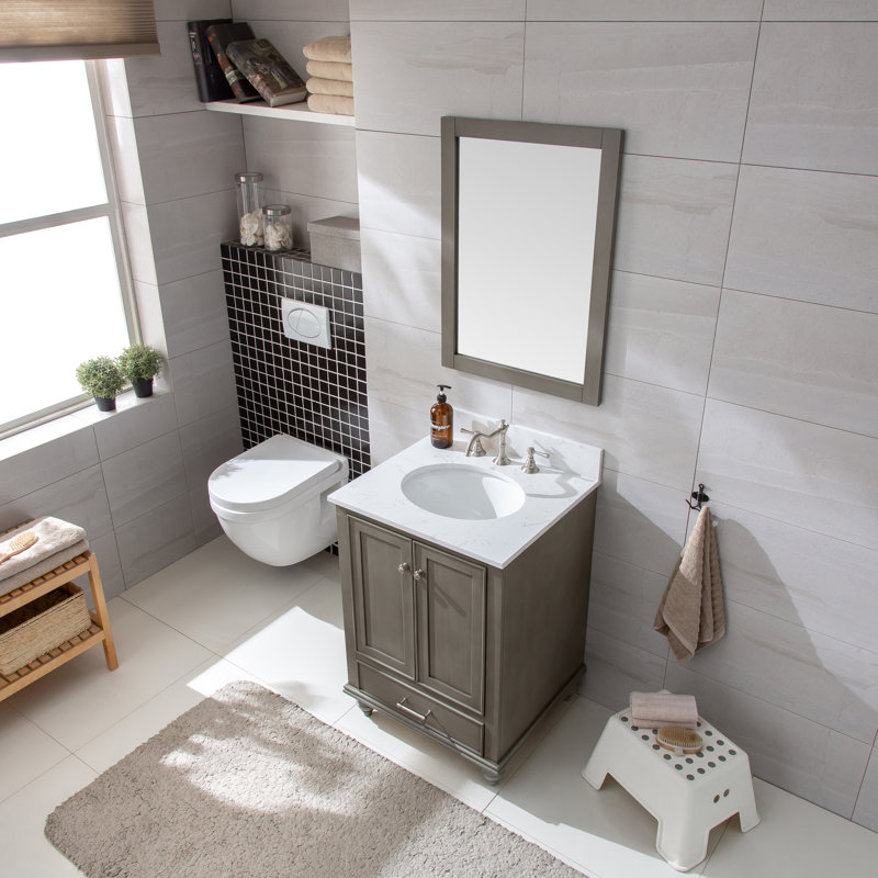 Three Posts™ Belton 24.02'' Free Standing Single Bathroom Vanity with Engineered Stone Top